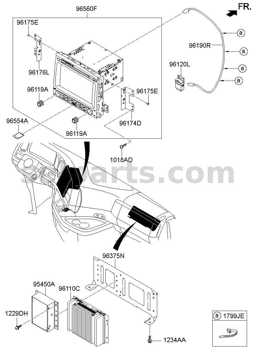 Genuine CABLE ASSY-USB for Hyundai Sonata #96595C1000