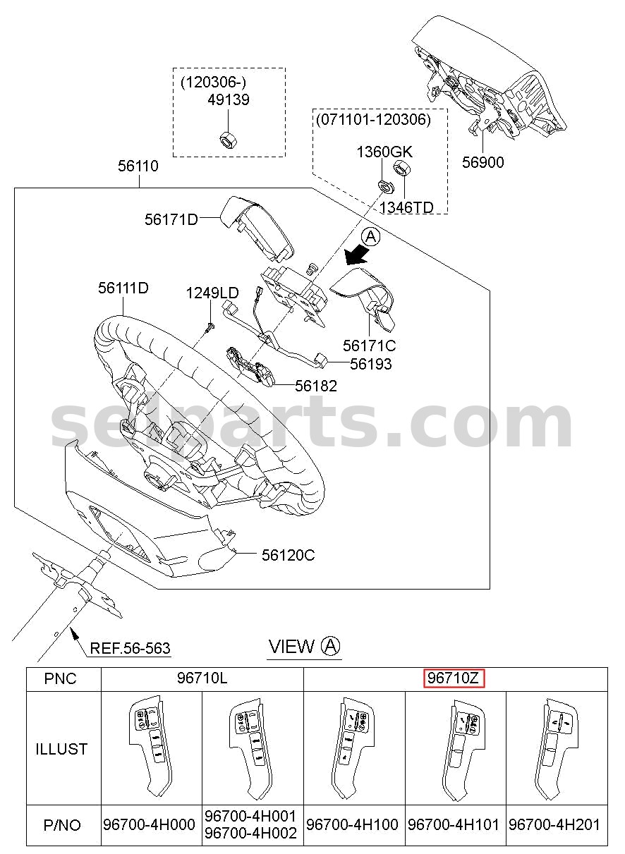 Genuine SW ASSY-S/WHL HANDS FREE,RH for Hyundai Grand Starex #967004H201KL
