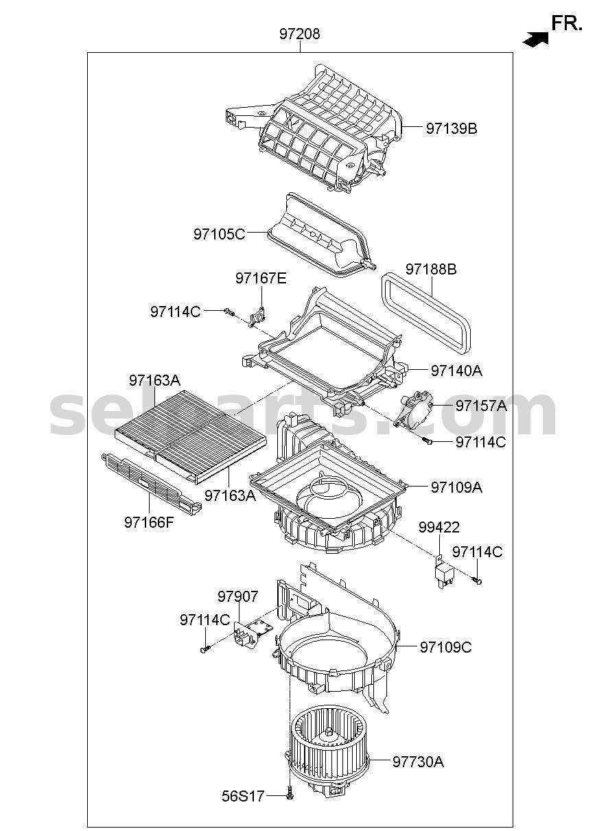 Genuine CASE-BLOWER,LWR for Hyundai Sonata #97112C1000