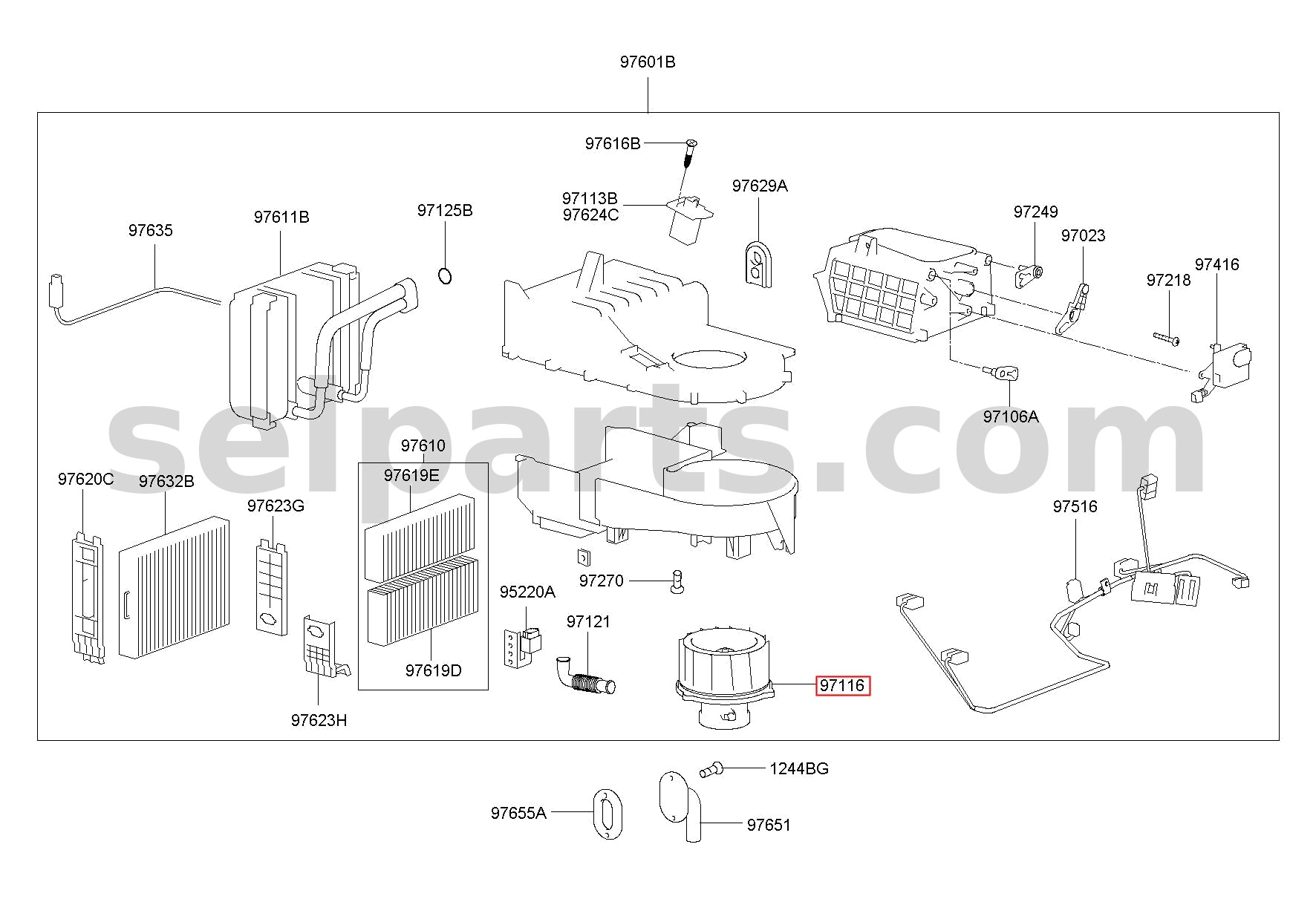 Genuine MOTOR & FAN ASSY-A/C BLOWER for Kia Sportage #971132P000