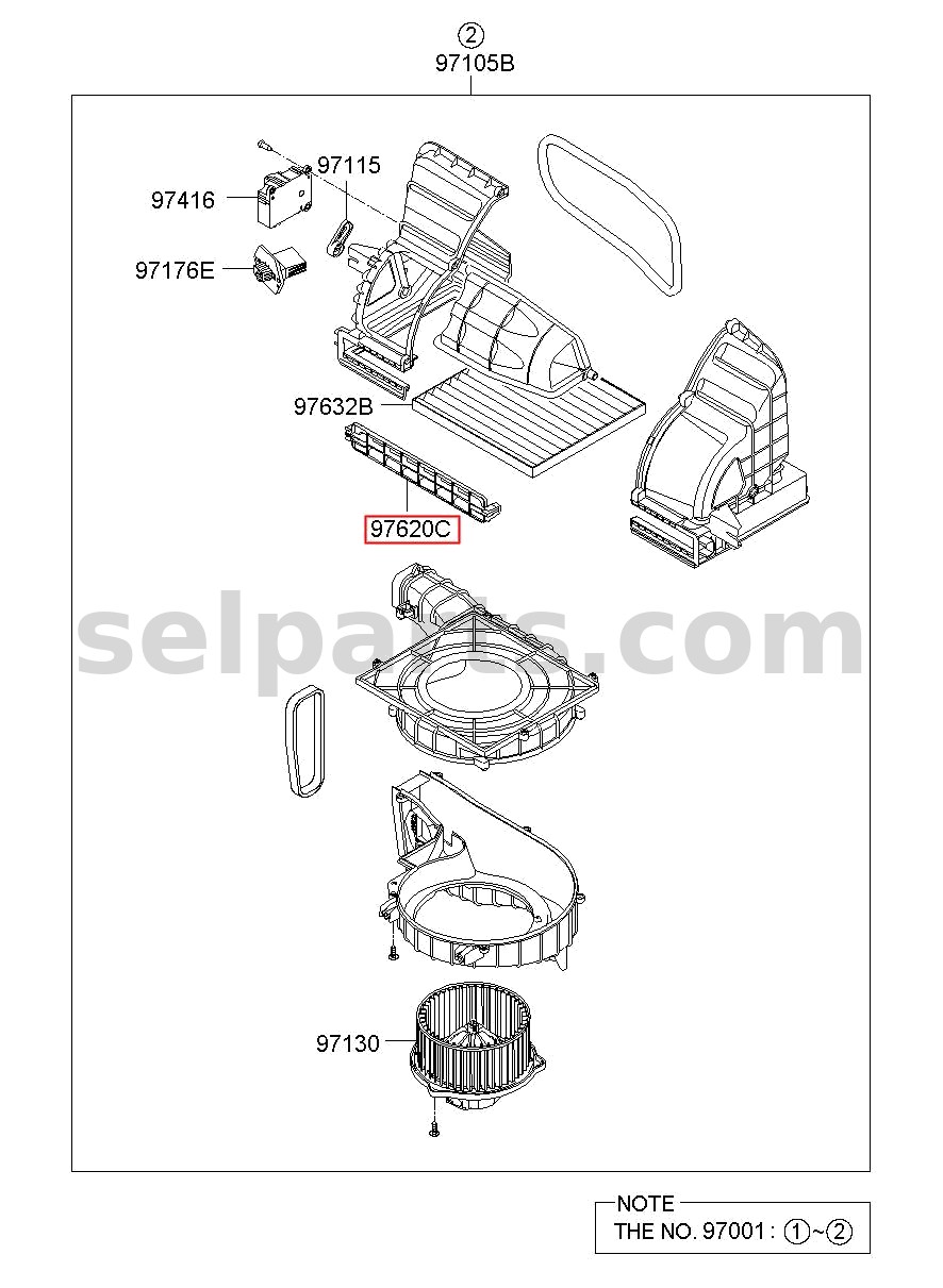 Genuine COVER ASSY-AIR FILTER for Hyundai Sonata #97129C1000