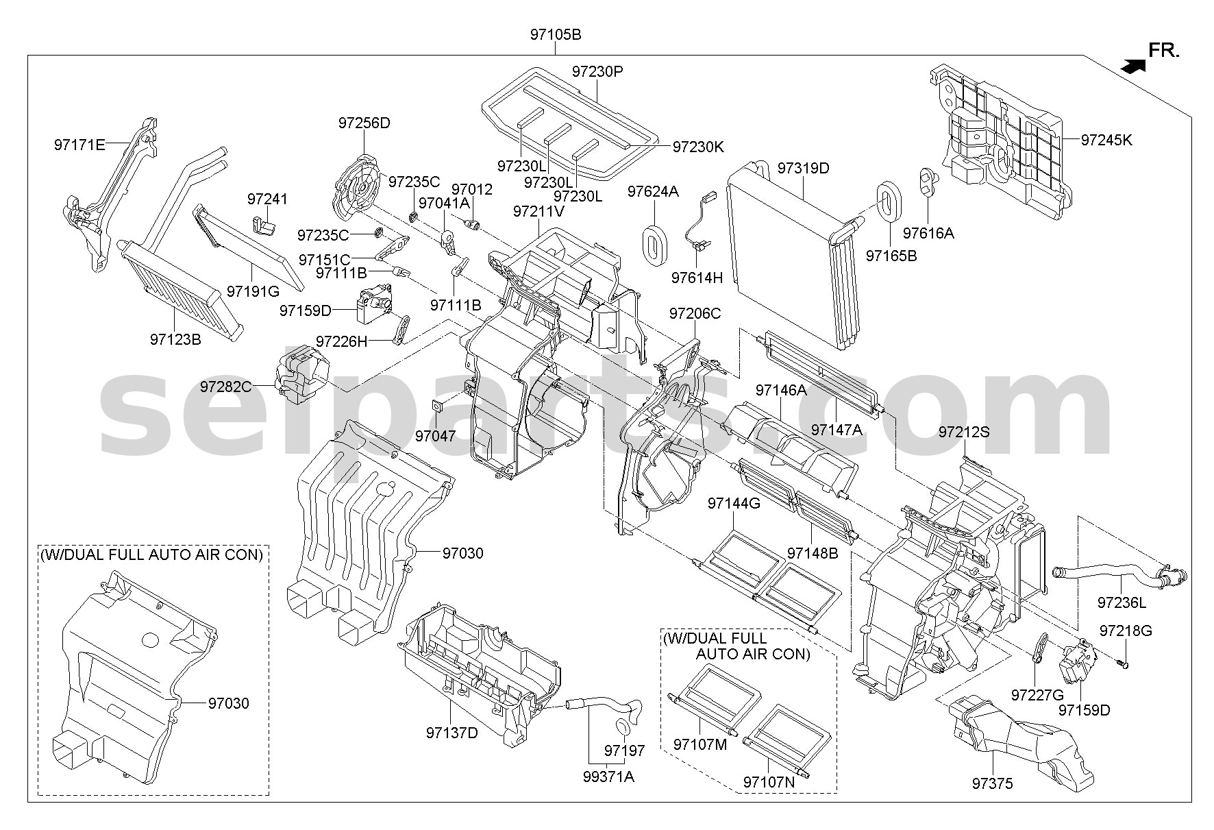 Genuine DOOR ASSY - VENTILATOR for Kia MOHAVE 16 (2016-2019) #971462J000