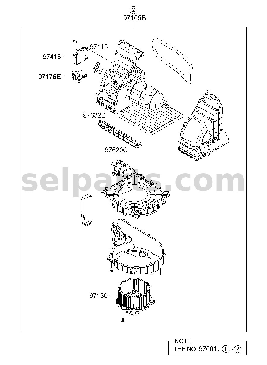 Genuine HEATER & EVAPORATOR ASSY for Hyundai Sonata #97205C1050