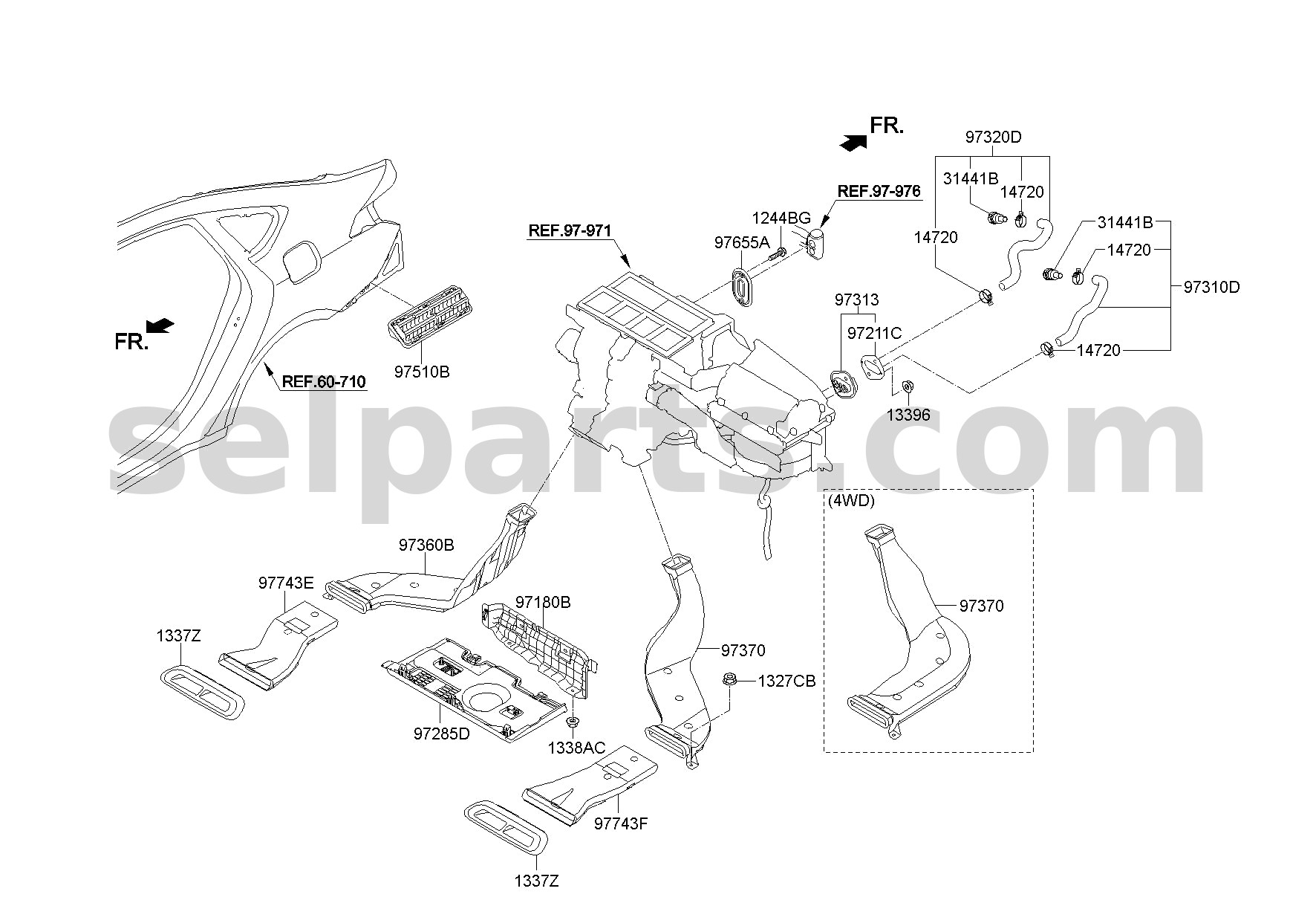 Genuine COVER ASSY-UNDER,RH for Hyundai Sonata #97285C10004X