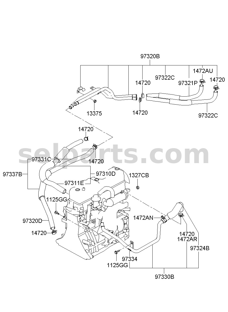 Genuine HOSE ASSY-WATER INLET for Hyundai Sonata #97311C1300