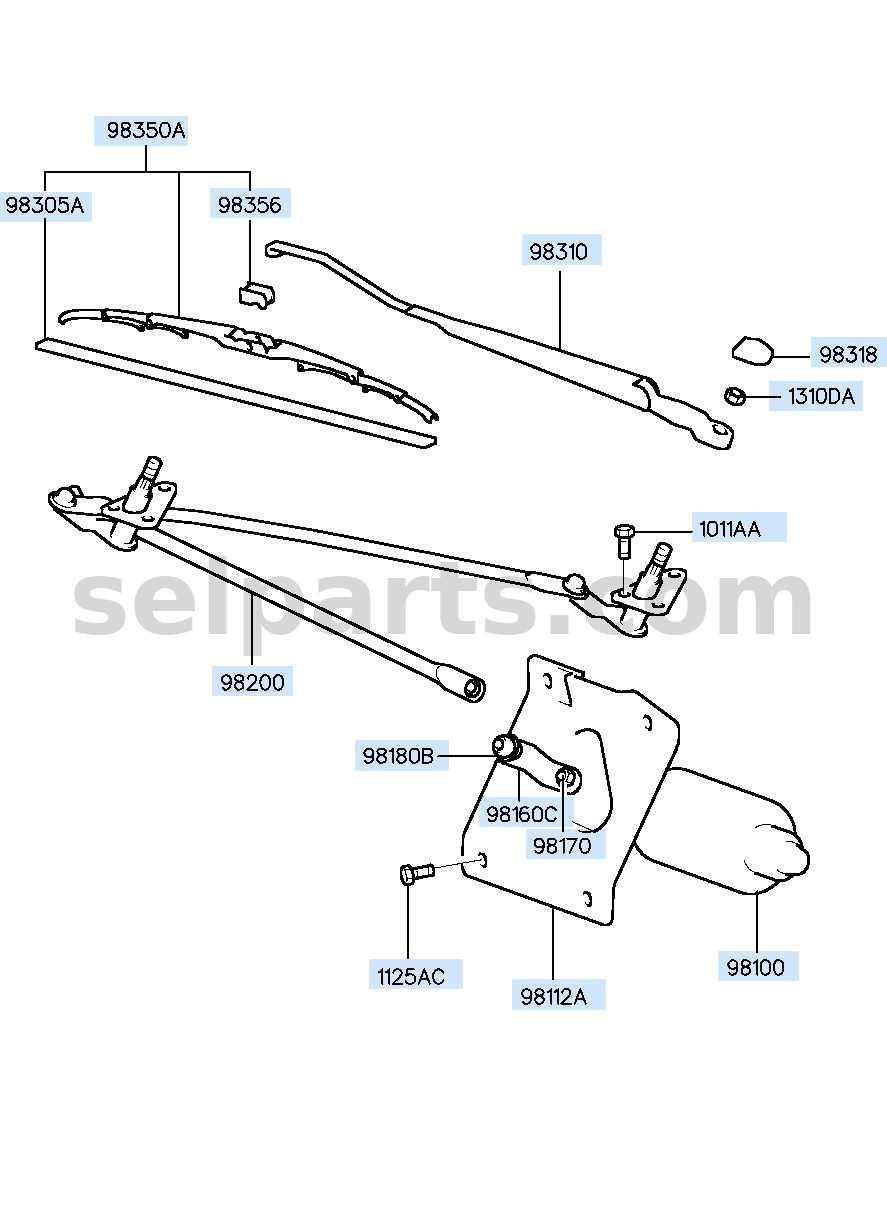 Genuine LINKAGE ASSY-WINDSHIELD WIPER for Hyundai Sonata #98120C1000