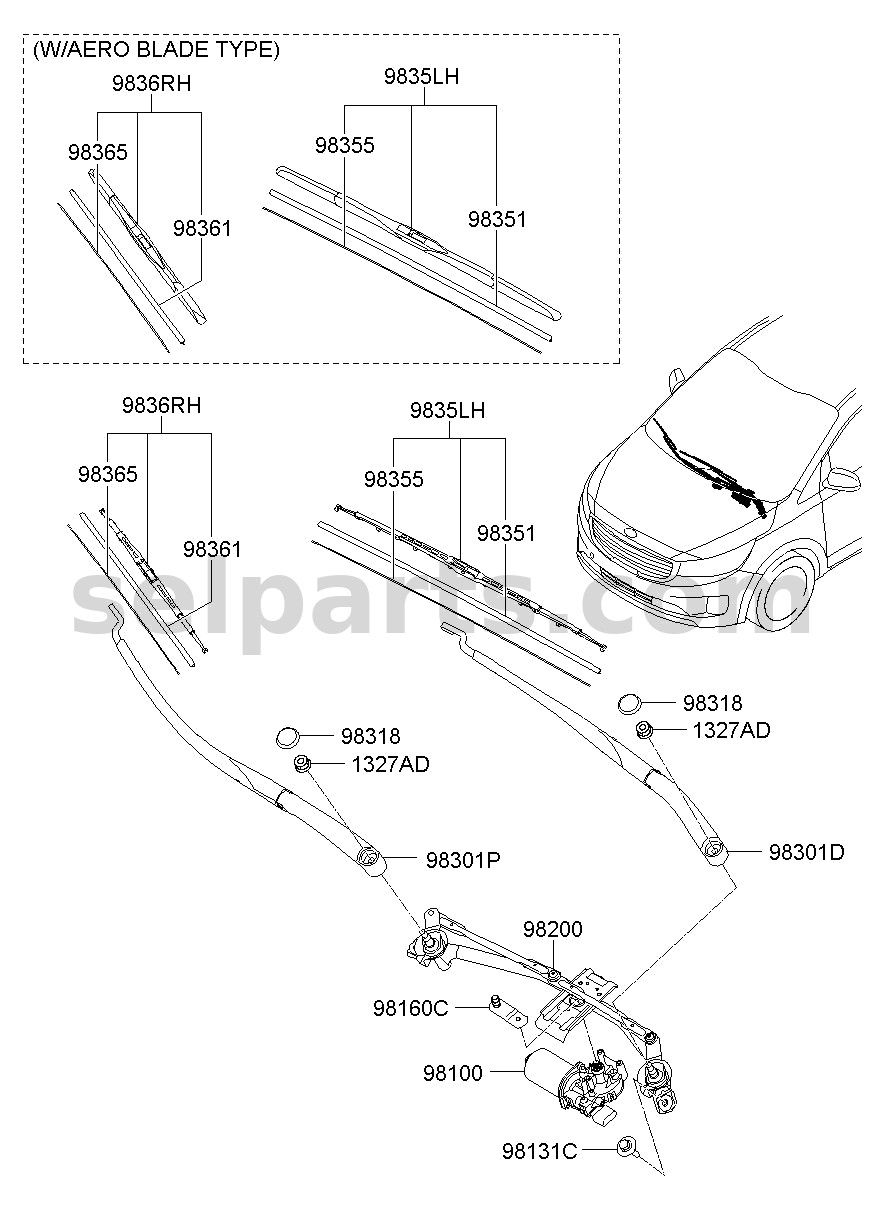 Genuine RAIL SPRING-WIPER BLADE,DRIVER for Kia Sportage #98355A9000