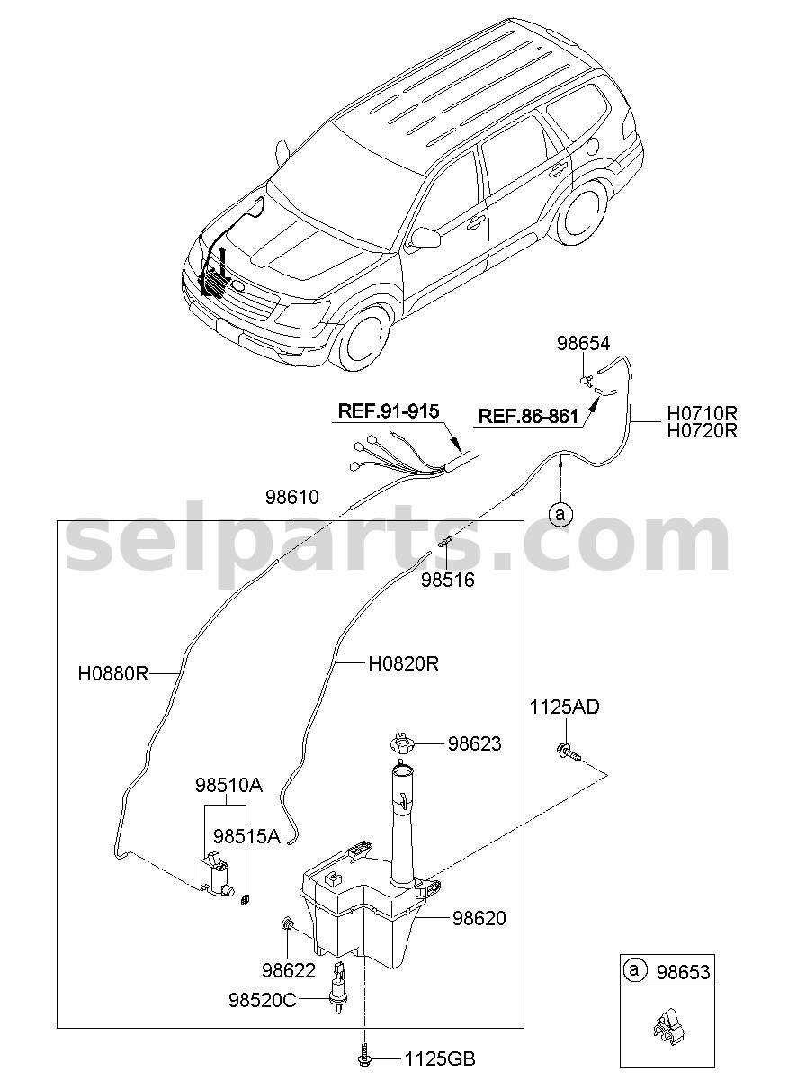 Genuine RESERVOIR ASSY - WINDSHIELD WASHER for Kia MOHAVE 16 (2016-2019) #986202J000