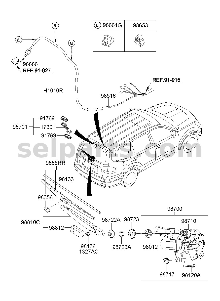 Genuine MOTOR ASSY - REAR WIPER for Kia MOHAVE 16 (2016-2019) #987102J101