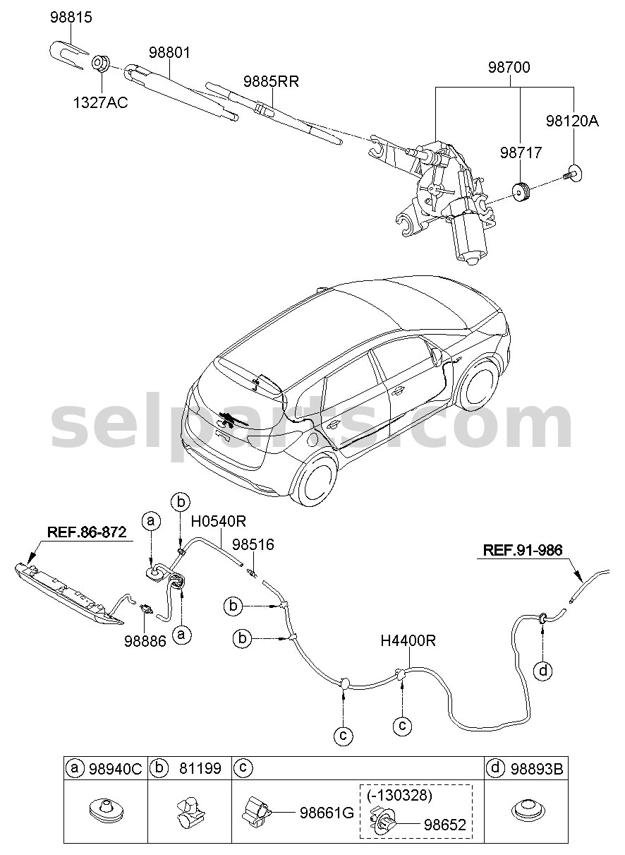 Genuine BLADE ASSY-WIPER,RR for Kia Sportage #98850A4000